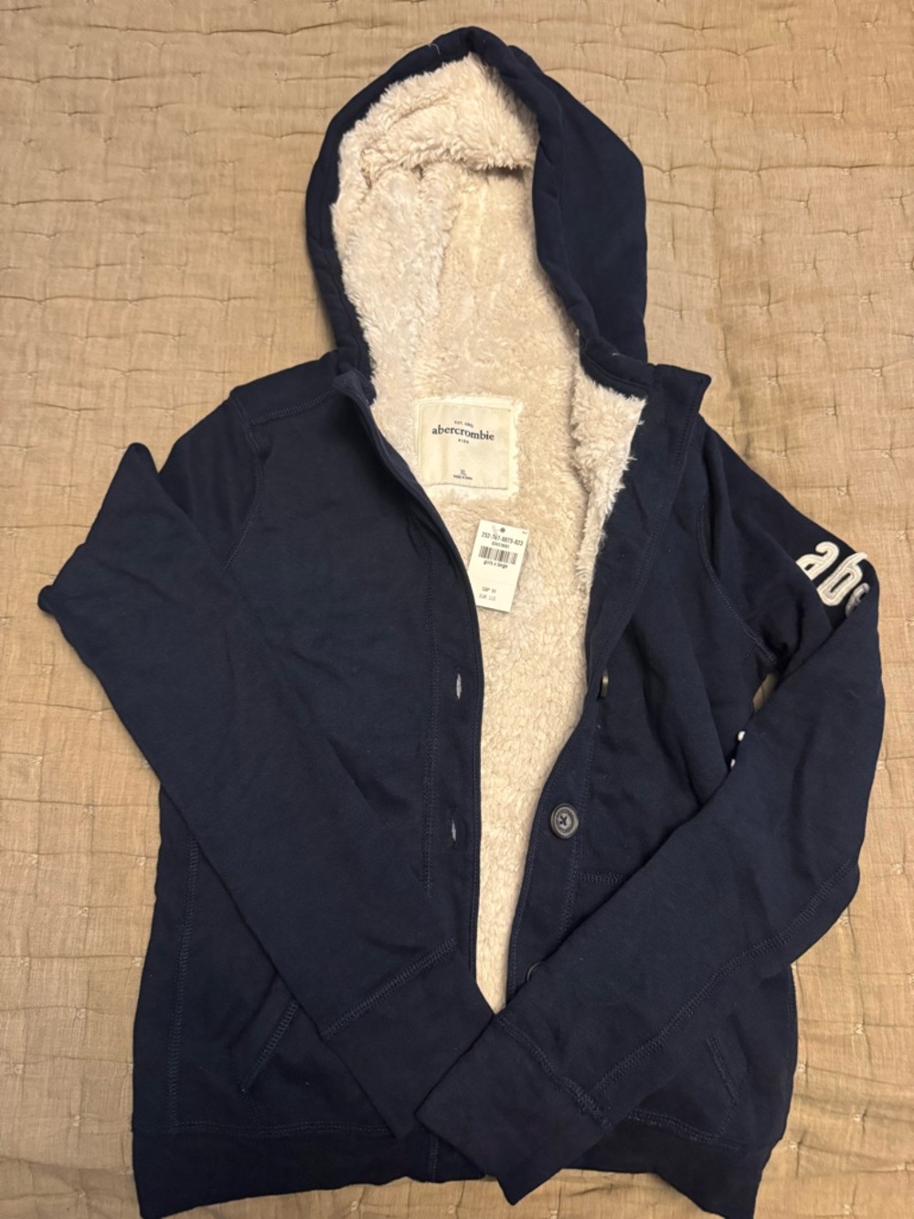 Abercrombie Navy Sherpa-Lined Hoodie